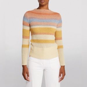 Etro Santa Cruz Stripe Rib Wool Blend Sweater
 
MULTICOLOR, Size 2 US / 38